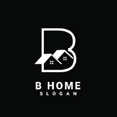 B initial house logo icon design vector