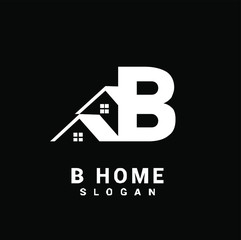 B initial house logo icon design vector