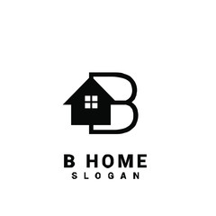 B initial house logo icon design vector