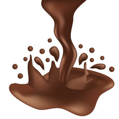 Chocolate swirl, wave flow. Abstract vector background.