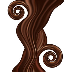 Chocolate swirl, wavy abstract background. Choco tree with color flow and spirals Vector illustration