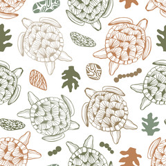 Seamless pattern with sea turtles.