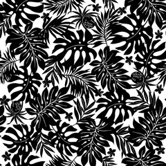 Beautiful tropical plant seamless pattern illustration,