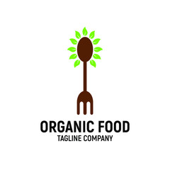 Spoon tree logo design template. For healty and organic food - vector