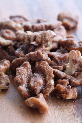closeup of shelled organic walnut halves.