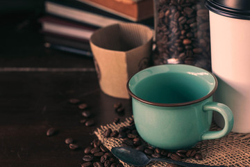 Cups on the desk.