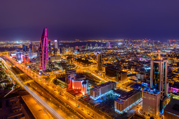 Fototapeta na wymiar Aerial view of Manama city and newly constructed areas in Manama, Bahrain