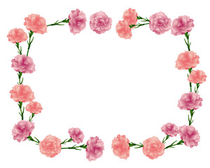 rectangular frame of carnations illustration