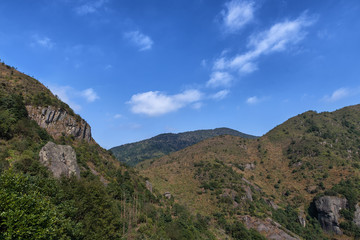 grotesque mountain under the blue sky
