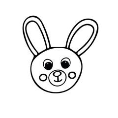 hare in doodle style. cute beast hand drawn in scandinavian simple monochrome. element for the design of children's rooms, clothes, sticker, coloring, poster