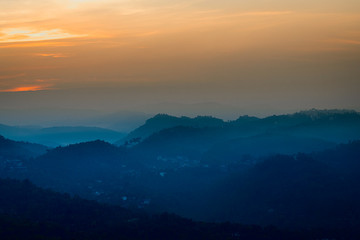 Beautiful view of Ilaveezhapoonchira from the top of hill, a tourist destination located in Melukavu village in Kottayam district near Kanjar, Kerala, India.