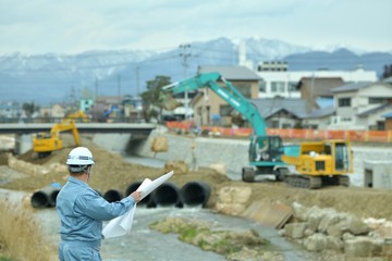 Fototapeta premium 建設工事・現場監督・エンジニア