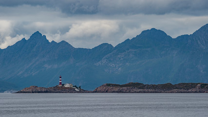 Lighthouse at the end of Skutvik to Svolvær ferry route