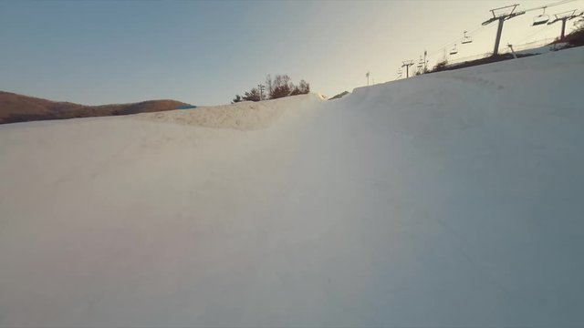 Aerial footage flying through the halfpipe FPV