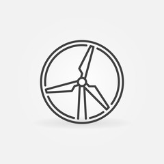 Wind Turbine round thin line concept symbol or icon