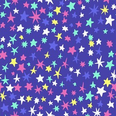 Fototapeta na wymiar Seamless background with doodle star. Beautiful night starry sky