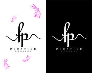 creative script letter FP, PF logo design vector