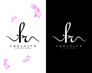 creative script letter FR, RF logo design vector