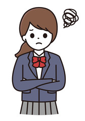 学生 女の子 腕組み イラスト