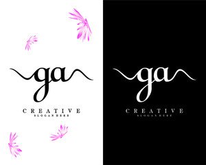 creative initial, letter GA, AG handwriting logo design vector