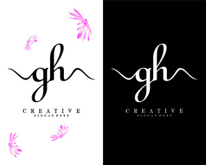 creative initial, letter GH, HG handwriting logo design vector