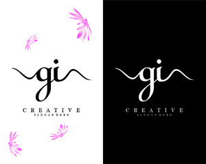 creative initial, letter GI, IG handwriting logo design vector