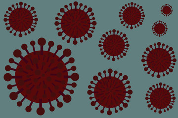 Group virus cells on blue background.