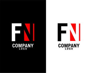 FN, NF Initial abstract company Logo Design with negative space. black background and white background company logo template vector 