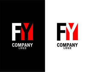 FY, YF Initial abstract company Logo Design with negative space. black background and white background company logo template vector 