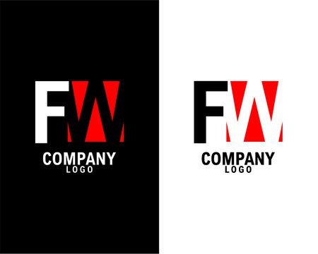 FW, WF Initial abstract company Logo Design with negative space. black background and white background company logo template vector 