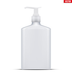 Sanitizer bottle spray with gel. Disinfectant Container with pump. Safety in an epidemic and pandemic. Vector Illustration isolated on white background.