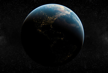 Obraz na płótnie Canvas Realistic rendering of the Earth seen from space