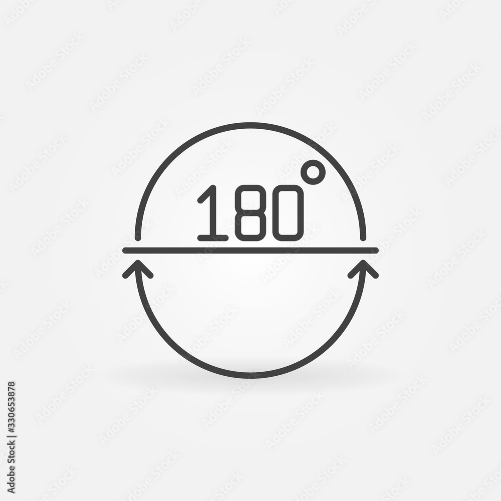 Poster angle 180 degrees outline vector concept icon or design element