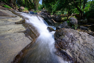 Beautiful view of water flow from Ezhattumugham prakriti gramam, Thumboormuzhi, Kerala India.