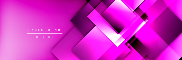 Square shapes composition geometric abstract background. 3D shadow effects and fluid gradients. Modern overlapping forms