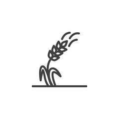 Ears of ripe wheat line icon. linear style sign for mobile concept and web design. Growing wheat outline vector icon. Agriculture symbol, logo illustration. Vector graphics