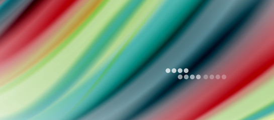 Wave lines abstract background, smooth silk design with rainbow style colors. Liquid fluid color waves. Vector Illustration