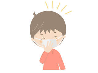 Laughing boy wearing a mask