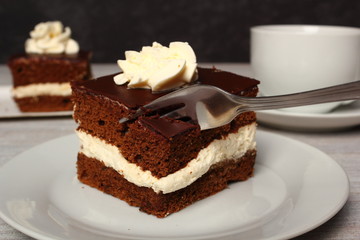 Cream Pie. Chocolate Sponge Cake filled with whipped cream.