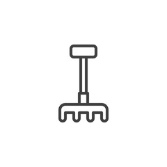 Gardening rake line icon. linear style sign for mobile concept and web design. Soil cultivating rake outline vector icon. Symbol, logo illustration. Vector graphics