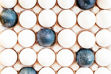 Easter eggs in a container.
