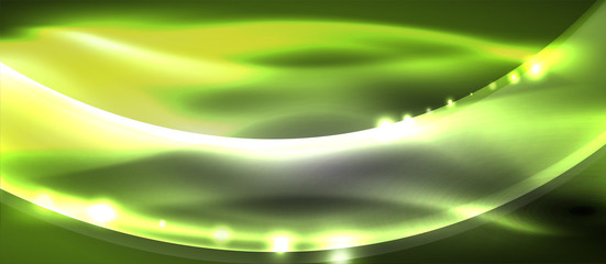 Abstract background. Shiny design neon waves with light effects, techno trendy design. Vector Illustration For Wallpaper, Banner, Background, Card, Book Illustration, landing page