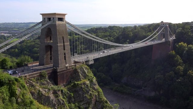 Bristol suspension bridge aerial view England UK 4K