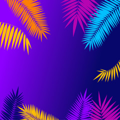Fototapeta na wymiar Summer Background Card with Palm Branch Leaf. Vector