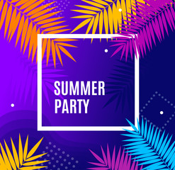 Fototapeta na wymiar Summer Party Concept Banner Poster Card. Vector