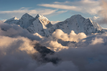 Himalaya mountain peak above the cloud view from Kalapattar, Everest region, Nepal