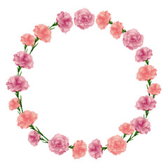 circle frame of carnations illustration