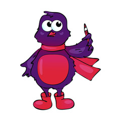 a bird with a pencil is a cute character. symbol of knowledge science education.
