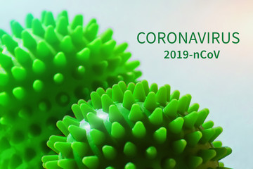 Abstract green Virus strain - coronavirus infection pandemic 2019-nCoV, worldwide outbreak...