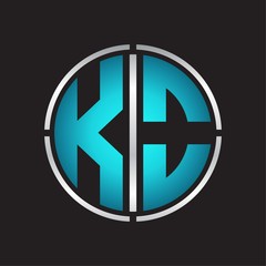 Fototapeta premium KO Logo initial with circle line cut design template on blue colors